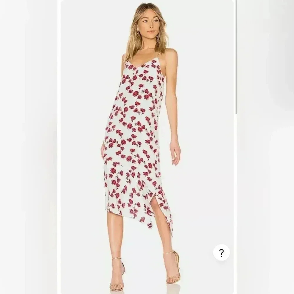 Equipment Silk Midi Slip Dress Size M 'Jade' Asymmetric Floral, Retail $368